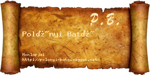 Polónyi Bató névjegykártya